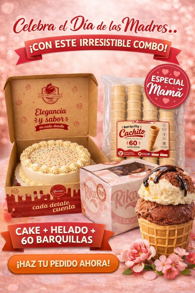 Combo para Mamá (Cake 20cm, Caja de Helado, Barquillas)